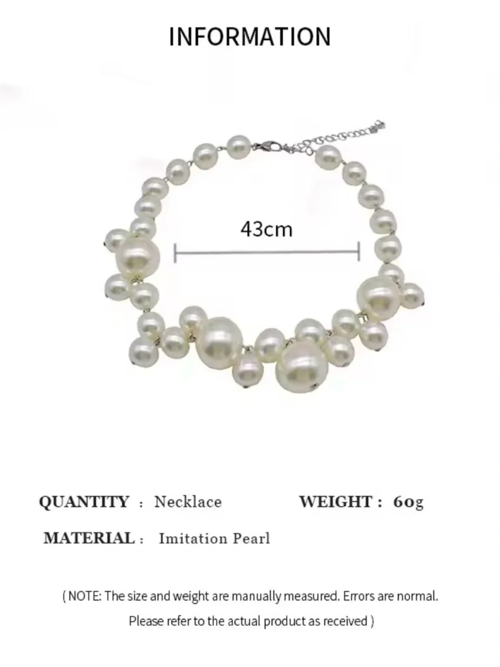 Necklace Big Pearls Beads Choker Necklaces Party Wedding Bride